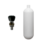 1 l convex 200 bar steel cylinder white ECS with mono valve (rubber knob on top)