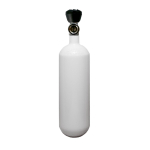 1 l convex 200 bar steel cylinder white ECS with mono valve (rubber knob on top)