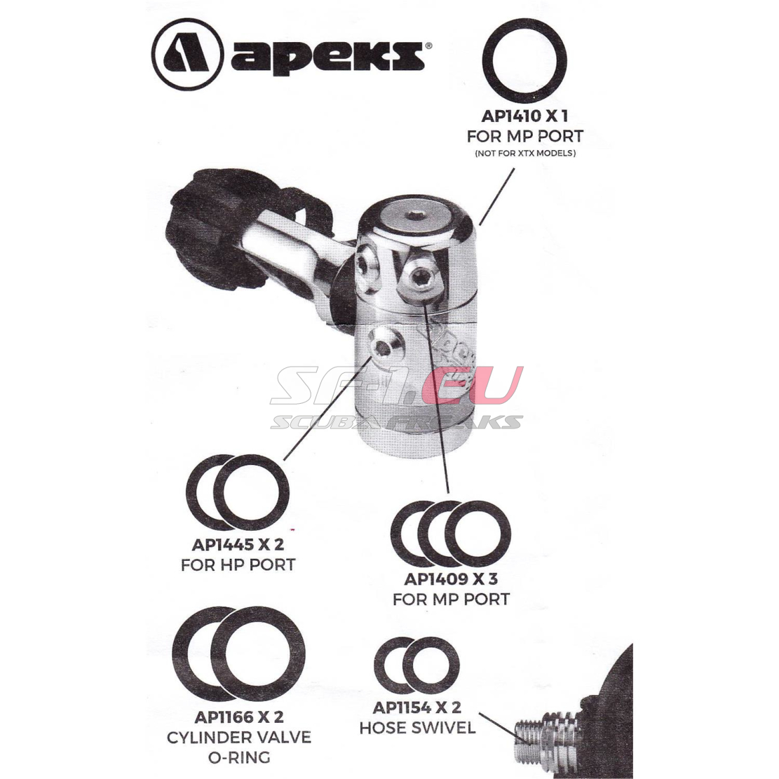 original APEKS Travelkit Revisionskit AP 0219 spare parts 2 Stufe Apeks 