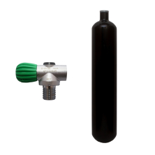 Stahlflasche 3 Liter schwarz 232 bar 100 mm Durchmesser mit Rebbi - 232 bar Monoventil M26
