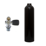 2 liters aluminium cylinder black MES with mono valve (Rubber Knob left)