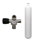 Steel cylinder, valve right expandable (Rubber Knob left) 300 bar 3 liters convex white