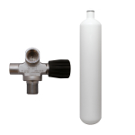 3 l convex 300 bar steel cylinder white ECS with extendable valve (rubber knob right)