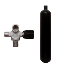 3 l convex 300 bar steel cylinder black ECS with extendable valve (rubber knob right)