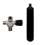 3 l konvex 300 bar Stahlflasche schwarz ECS mit Brückenventil (Rubber Knob rechts)