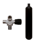 Steel cylinder, valve left expandable (Rubber Knob right) 300 bar 3 liters convex black