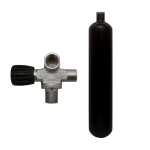 Stahlflasche, Ventil rechts erweiterbar (Rubber Knob links) 300 bar 3 Liter konvex schwarz