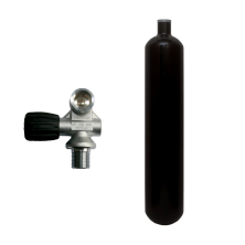 3 l konvex 300 bar Stahlflasche schwarz ECS mit Monoventil (Rubber Knob links)