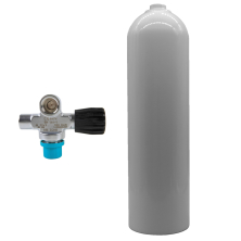 botella de aluminio 80 cf blanca MES con válvula de puente (Pomo de goma a la derecha)