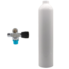 botella de aluminio de 7 l blanca MES con válvula de puente (pomo de goma a la derecha)