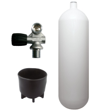 10 l convex 300 bar steel cylinder white ECS with Mono valve (rubber knob left)
