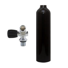 botella de aluminio de 2 l negra MES con monovalvula (Pomo de goma a la izquierda)