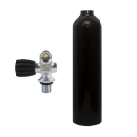 2 liters aluminium cylinder black MES with mono valve (Rubber Knob left)