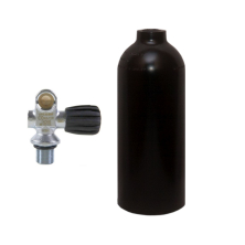 1.5 liters aluminium cylinder black Luxfer with mono valve (Rubber Knob right)
