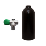 1.5 liters aluminium cylinder black Luxfer with Nitrox rebreather valve