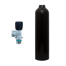 2 liters aluminium cylinder black MES with mono valve (Rubber Knob on top)