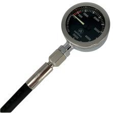 Apeks TEK gauge IMPERIAL with HP hose (rubber) SPG 52 - Display/ black / chromed, polished