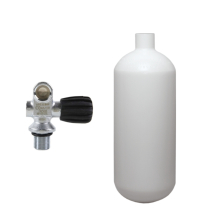 2 l convex 232 bar steel cylinder white ECS with mono valve (rubber knob right)