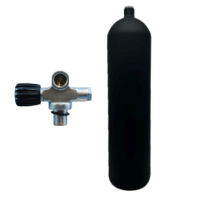 12 l konkav 232 bar Stahlflasche schwarz ECS mit Brückenventil (Rubber Knob links)