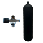 12 l concave 232 bar steel cylinder black ECS with Polaris extendable valve (rubber knob left)