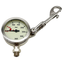 DirZone Finimeter SNAP SPG 52 mm 0-360 Bar with SHACKLE Bolt Snap  (incl. Swivel O2 clean)