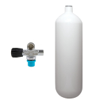 5 l convex 232 bar steel cylinder white ECS with extendable valve (rubber knob left)