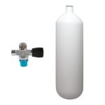 5 l convex 232 bar steel cylinder white ECS with extendable valve (rubber knob right)