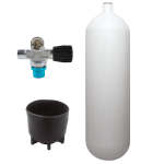 Stahlflasche, Ventil links erweiterbar (Rubber Knob rechts) 232 bar 10 Liter konvex