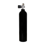 botella de aluminio de 2 l negra MES con monoválvula SoS (Pomo de goma a la izquierda)