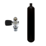 Stahlflasche 3 Liter schwarz 230 bar 100 mm Durchmesser mit Monoventil (Rubber Knob links) G 5/8