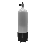 Stahlflasche, Monoventil (Rubber Knob links) 232 bar 10 Liter konvex weiss