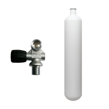 Steel cylinder, monovalve (Rubber Knob left) 300 bar 3 litres convex white