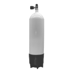 Stahlflasche, Monoventil (Rubber Knob links) 300 bar 10 Liter konvex weiss