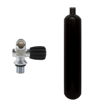 Stahlflasche 3 Liter schwarz 230 bar 100 mm Durchmesser mit Monoventil (Rubber Knob rechts) G 5/8